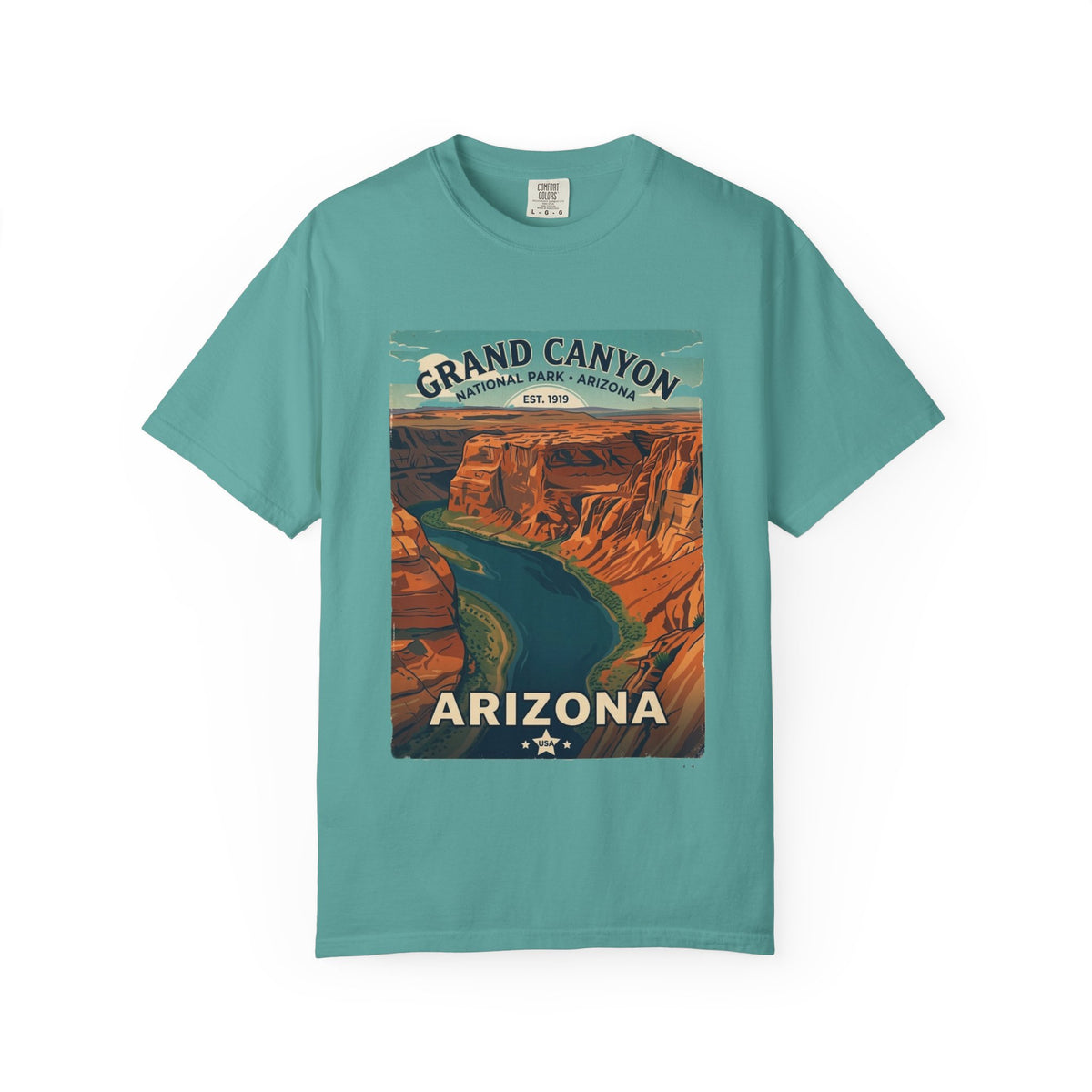 T-shirt style affiche Grand Canyon Arizona | T-shirt canyon et rivière panoramique