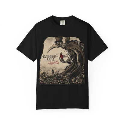 T-shirt du groupe de gothic doom metal Novembers Doom avec l'illustration médiévale de l'album Hamartia