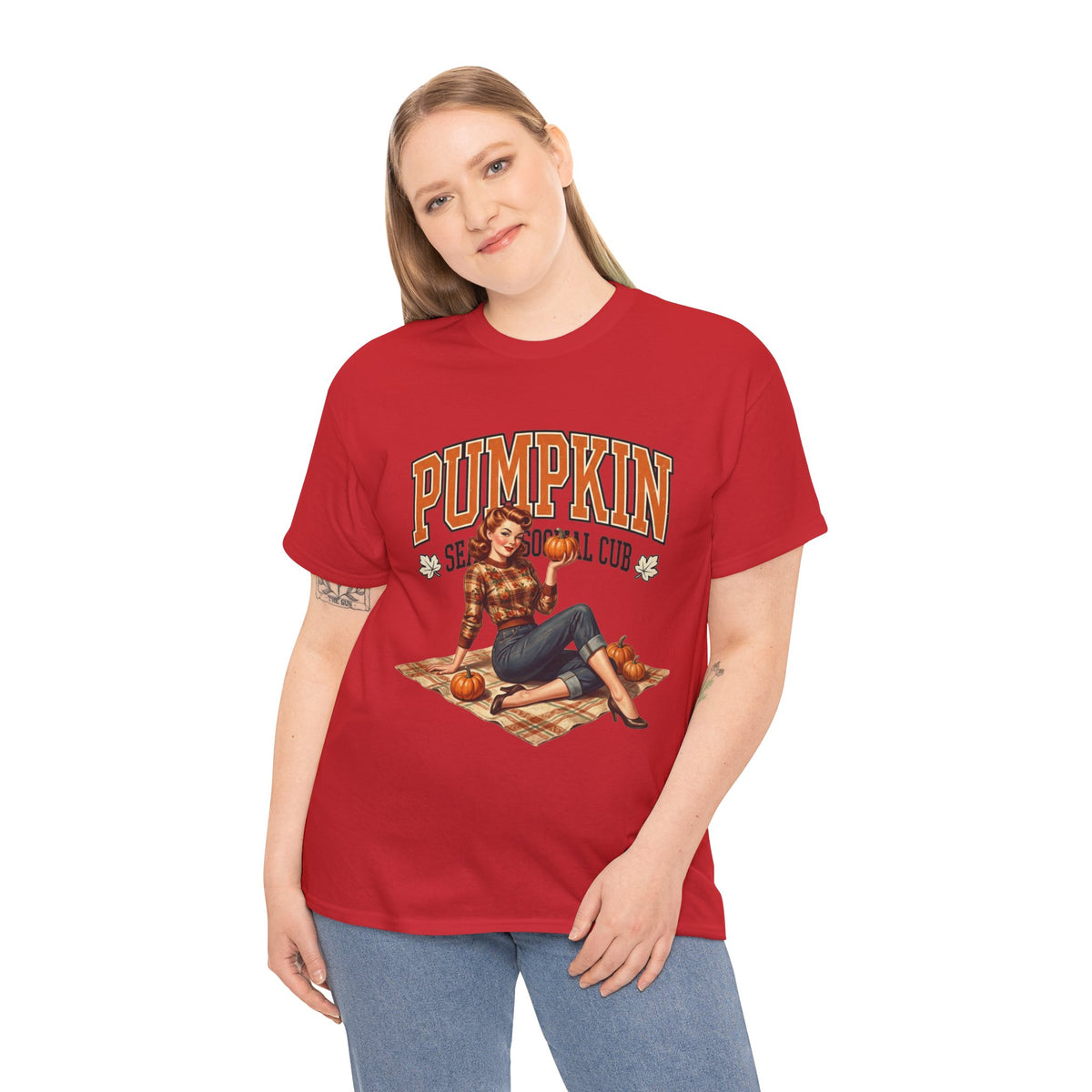 Pumpkin Seasonal Pinup Tee | Fall Pumpkin Patch Retro Graphic