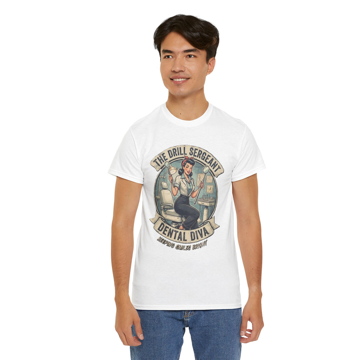 Drill Sergeant Dental Diva T-Shirt | Retro Pinup Dentist Graphic