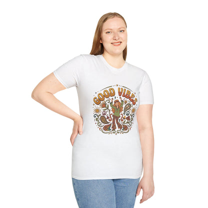 Good Vibes Hippie Flower Power T-Shirt | Retro 70s Peace Design