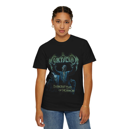 Mortician Darkest Day of Horror Graphic T-Shirt / Death Metal Band Tee