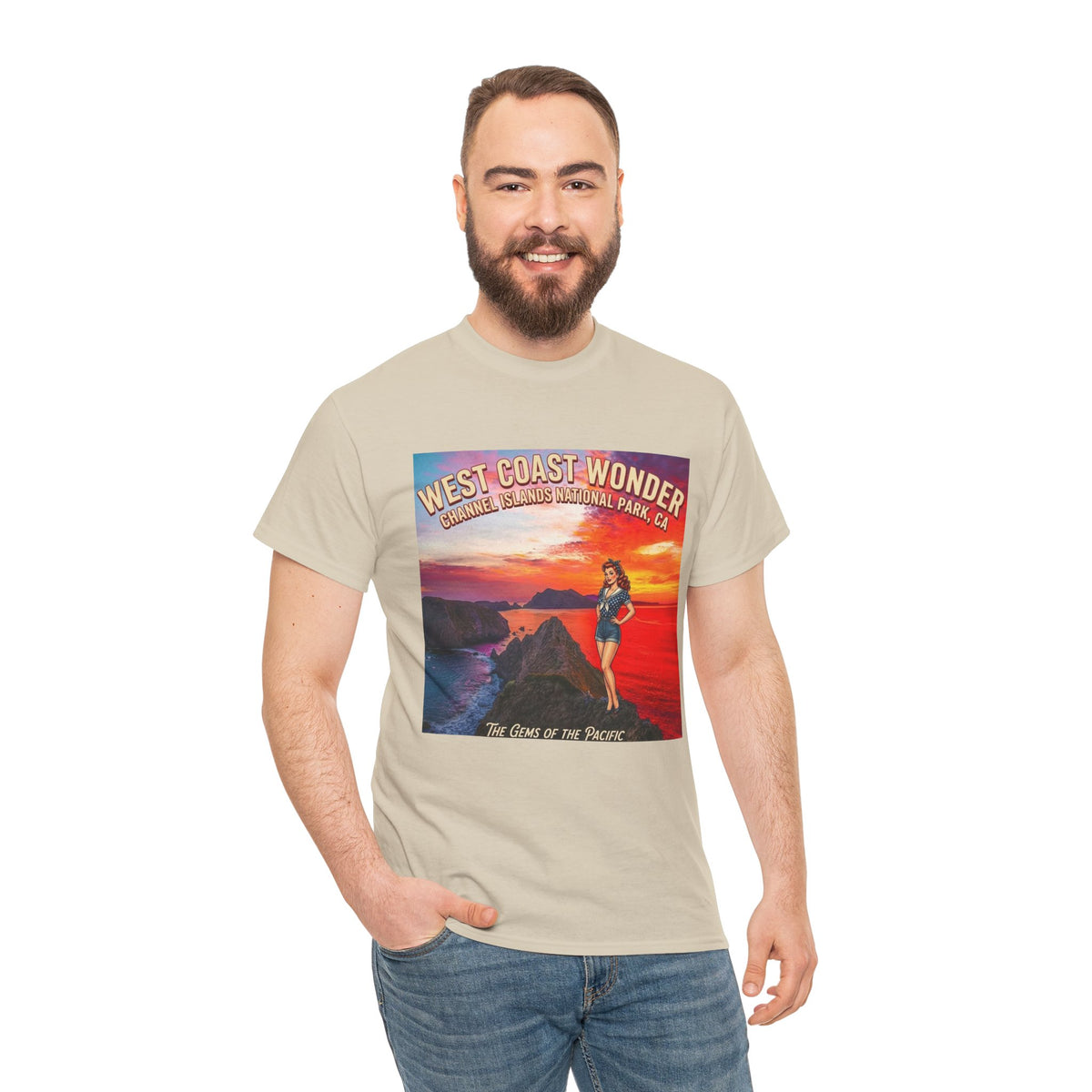 Channel Islands National Park California graphic tee |  California sunset vintage poster