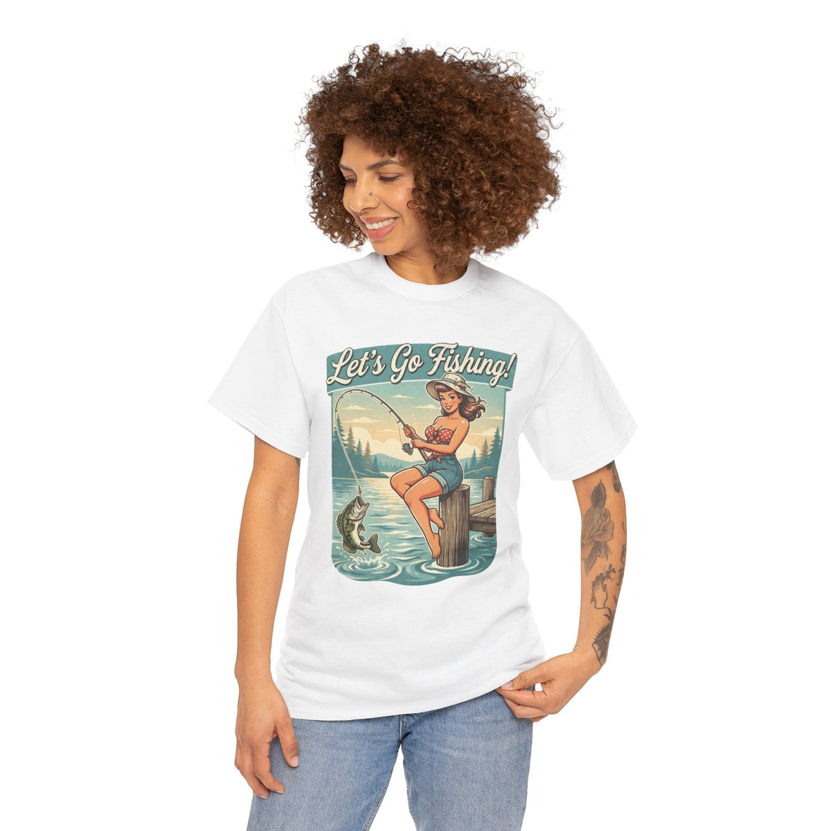 Let's Go Fishing Vintage Angler Graphic T-Shirt