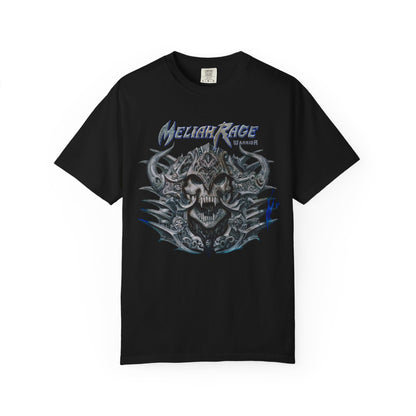 Camiseta con gráfico de calavera y cuernos de Meliah Rage | Arte de la banda estadounidense de heavy metal