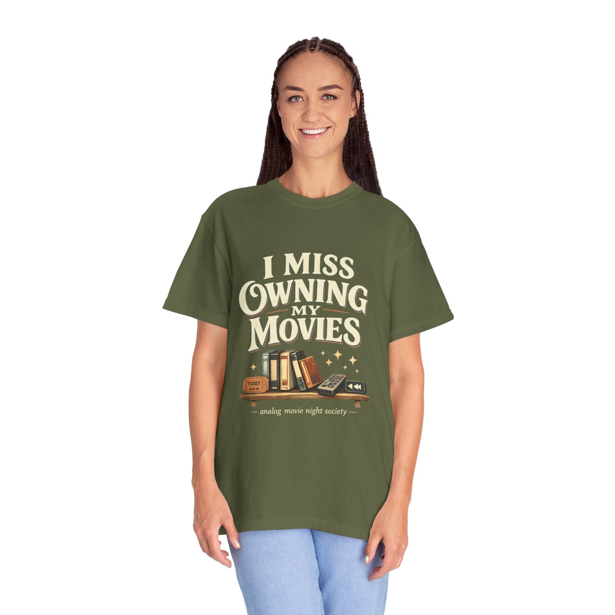 Camiseta "I Miss Owning My Movies", Camiseta vintage de noche de cine, Regalo para amantes de VHS y DVD, Camiseta para coleccionistas de cine, Camiseta de la sociedad de noche de cine analógico