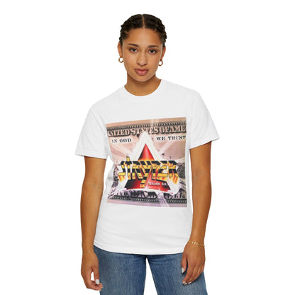 Stryper In God We Trust Album Artwork Graphic T-shirt | Retro Hard Rock Band Collage Tee