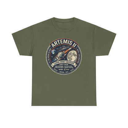 T-shirt de la mission Artemis II en orbite lunaire | Motif écusson fusée lunaire