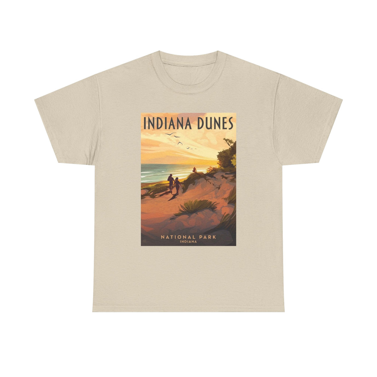 Camiseta de póster vintage del atardecer en el Parque Nacional Indiana Dunes | Camiseta de naturaleza de parques nacionales