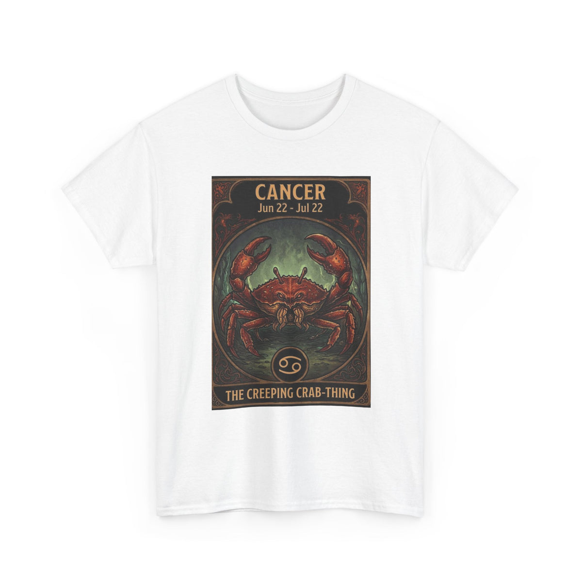 Camiseta con ilustración del cangrejo del zodiaco Cáncer | Diseño de póster de astrología para Halloween