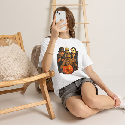 T-shirt Monstres classiques de l'horreur avec lanterne Jack-O'-Lantern | T-shirt équipe des monstres d'Halloween