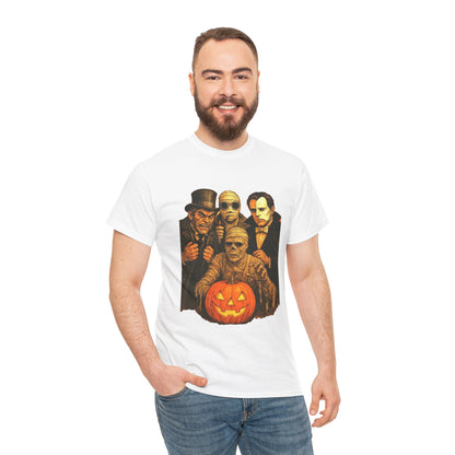 T-shirt Monstres classiques de l'horreur avec lanterne Jack-O'-Lantern | T-shirt équipe des monstres d'Halloween