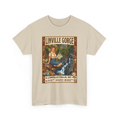 T-shirt avec illustration des chutes de Linville | T-shirt nature avec cascade des gorges de Linville