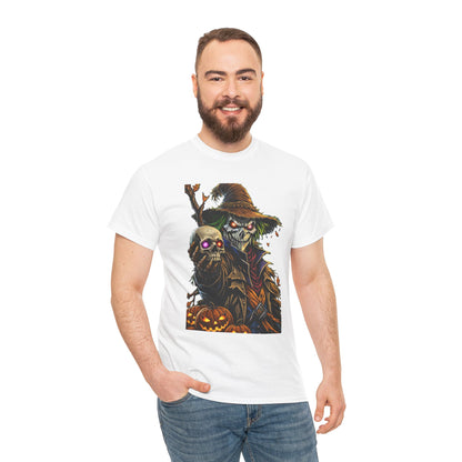 Scarecrow Skull Pumpkin illustration T-Shirt | Halloween Horror Tee
