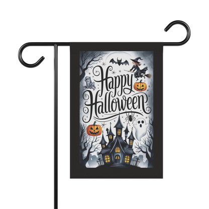 Happy Halloween Garden Flag | House Banner, Haunted House Pumpkin Ghosts