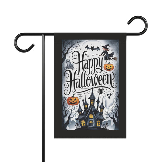 Happy Halloween Garden Flag | House Banner, Haunted House Pumpkin Ghosts