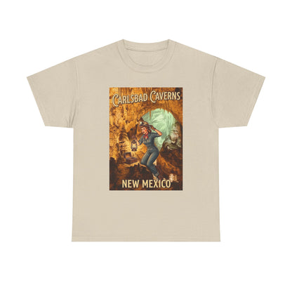 T-shirt avec affiche de grotte de Carlsbad Caverns, Nouveau-Mexique | Graphisme vintage de style pin-up de voyage