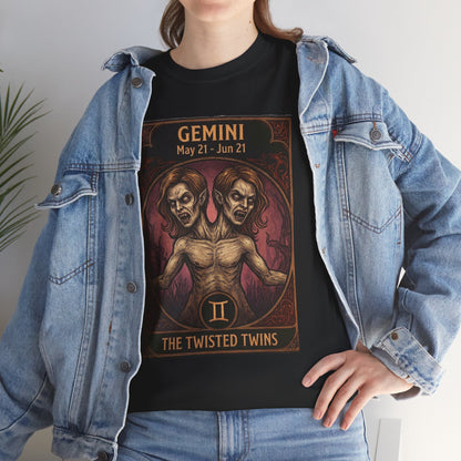 Camiseta Géminis Las Gemelas Retorcidas | Ilustración de Terror del Zodiaco Astrológico de Halloween