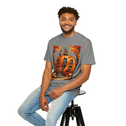 Pumpkin House Illustration T-shirt | Autumn Halloween Pumpkin Cottage