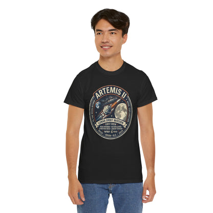 T-shirt de la mission Artemis II en orbite lunaire | Motif écusson fusée lunaire