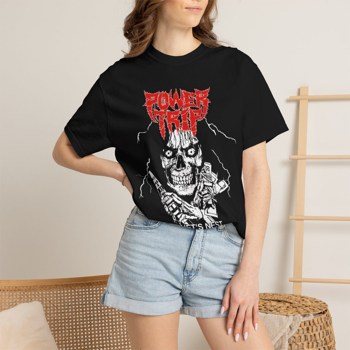 Power Trip Skull Hornets Nest T-Shirt / Thrash Metal Band Tee
