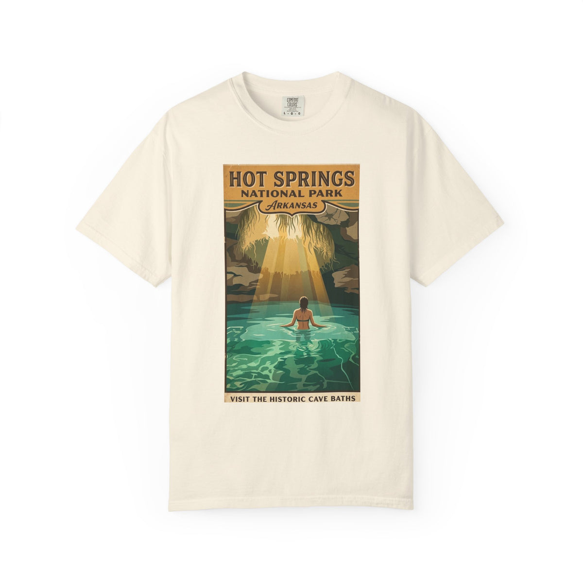 Camiseta con la escena de las termas del Parque Nacional de Hot Springs | Póster retro de viaje