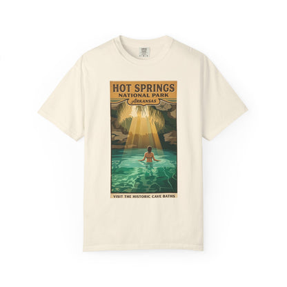 Camiseta con la escena de las termas del Parque Nacional de Hot Springs | Póster retro de viaje