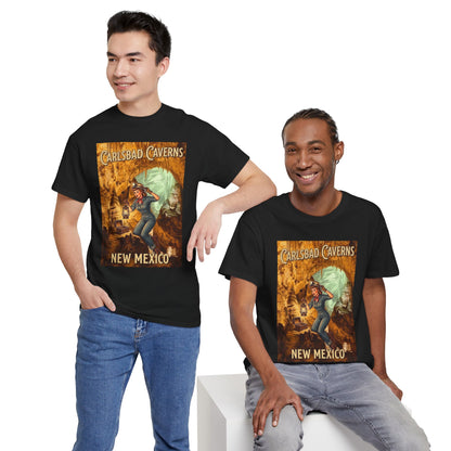 T-shirt avec affiche de grotte de Carlsbad Caverns, Nouveau-Mexique | Graphisme vintage de style pin-up de voyage