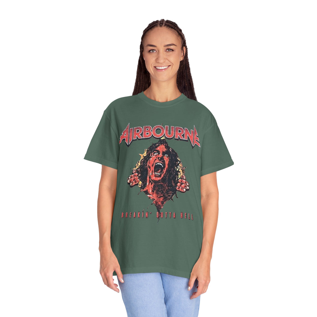 T-shirt Airbourne Breakin' Outta Hell Screaming Face | T-shirt graphique de groupe de rock