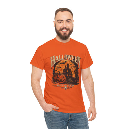 T-shirt vintage avec scène de citrouille d'Halloween | Graphisme rétro « Trick or Treat »