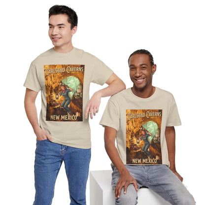 T-shirt avec affiche de grotte de Carlsbad Caverns, Nouveau-Mexique | Graphisme vintage de style pin-up de voyage