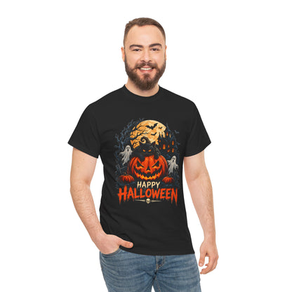 Camiseta de Halloween con calabaza Jack-o'-Lantern | Fantasmas espeluznantes, luna llena