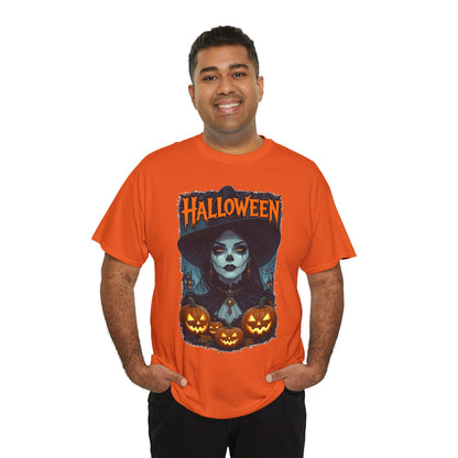 Camiseta de bruja con calabazas de Halloween | Camiseta de arte de calavera de Halloween