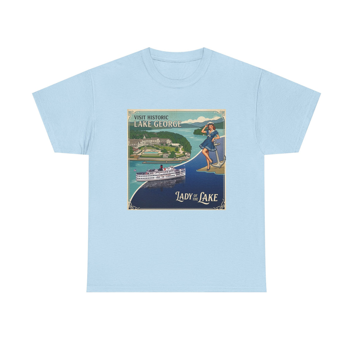 Lake George Upstate NY National / Lady of the Lake vintage poster T-Shirt | Lake George pin up