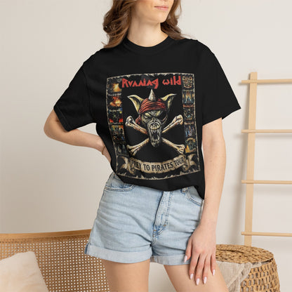 Camiseta de Running Wild con diseño de calavera y tibias cruzadas | Diseño del tour Prey to Pirates