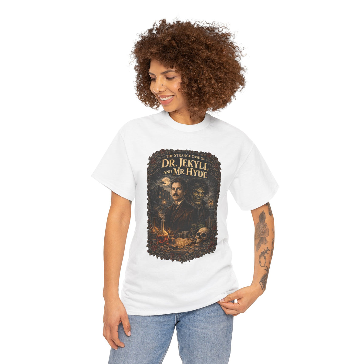 Dr. Jekyll and Mr. Hyde Gothic Portrait Tee | Classic Horror Novel Artwork