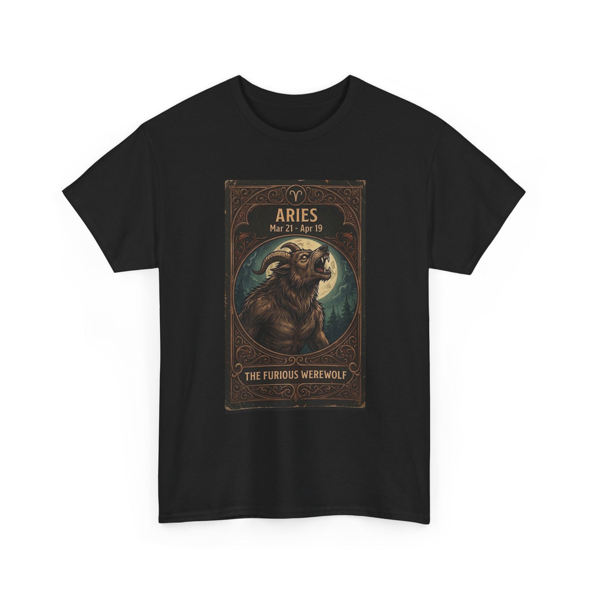 Aries The Furious Werewolf T-Shirt | Halloween Zodiac Ram Astrology Tee