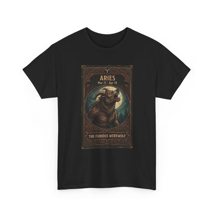Aries The Furious Werewolf T-Shirt | Halloween Zodiac Ram Astrology Tee