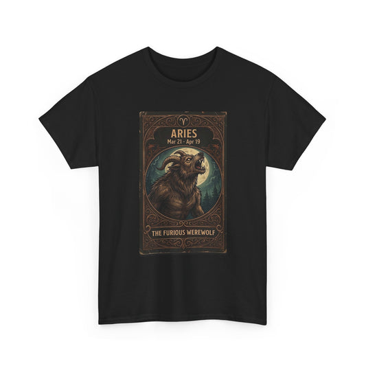 Aries The Furious Werewolf T-Shirt | Halloween Zodiac Ram Astrology Tee