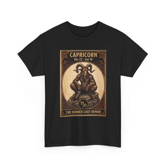 Capricorn Horned Goat Demon T-Shirt | Halloween Zodiac - Astrology Poster Design