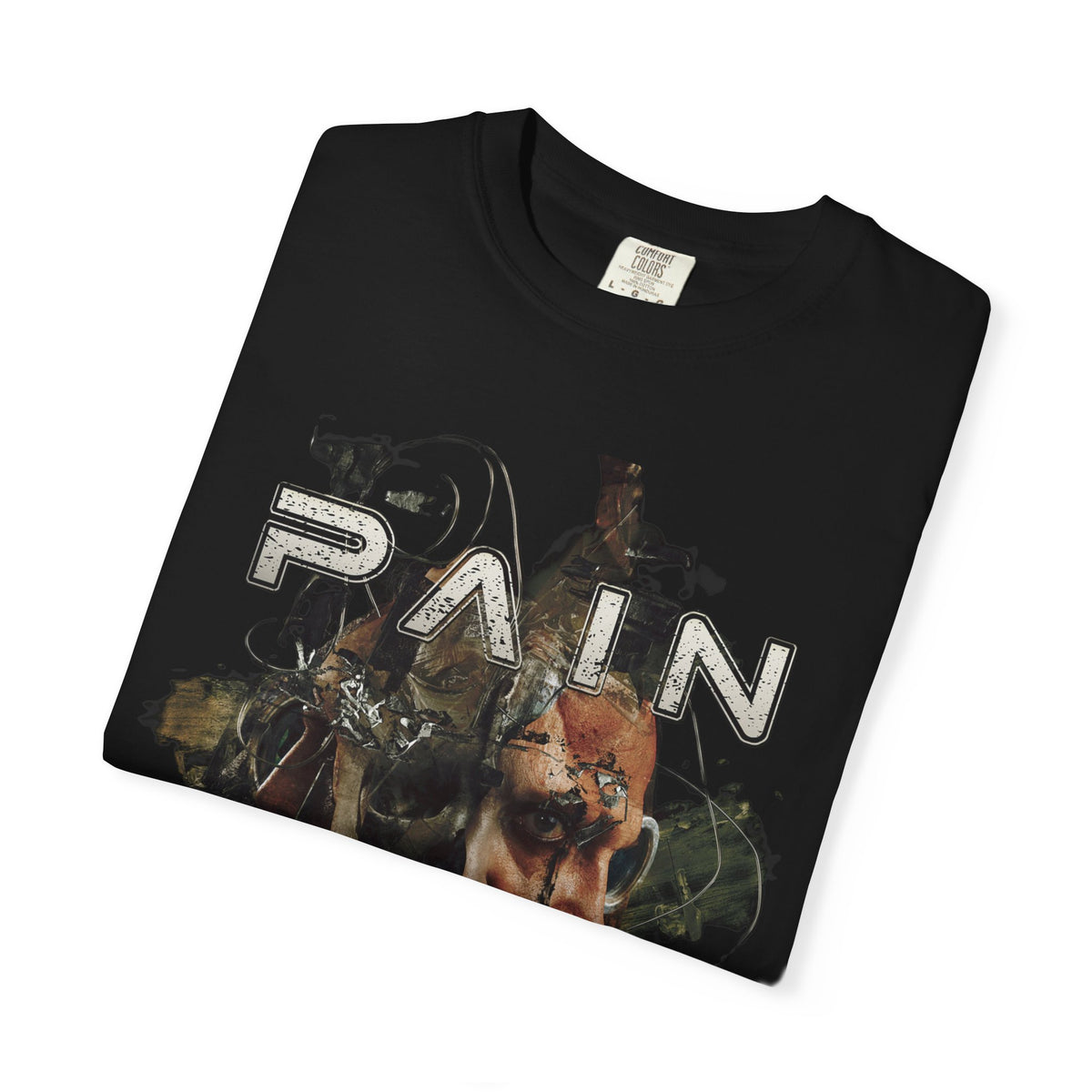 Pain I Am Album Artwork Industrial Metal T-shirt | Face Portrait Dark Grunge Illustration, Vintage Rock Tee