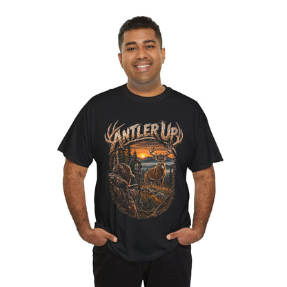 T-shirt Antler Up Deer Sunset | Scène de chasse, cerf en forêt