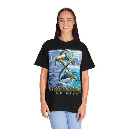 T-shirt Stratovarius Infinite avec logo dauphin | Illustration d'album de groupe de metal