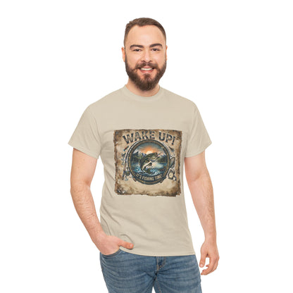 Wake Up Fishing Tee | Bass Fish Vintage Outdoors Shirt