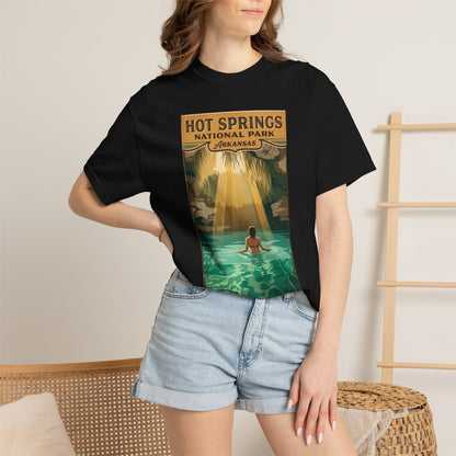 Camiseta con la escena de las termas del Parque Nacional de Hot Springs | Póster retro de viaje