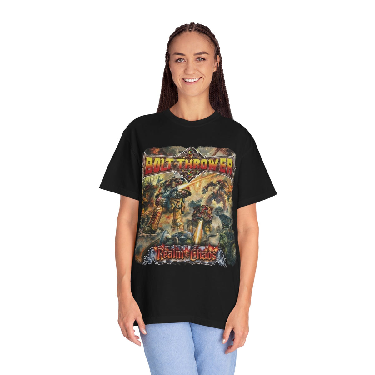 Camiseta con el arte del álbum Realm of Chaos de Bolt Thrower | Camiseta de banda británica de death metal