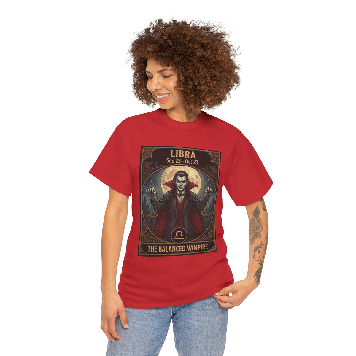 Camiseta de Libra, el vampiro equilibrado | Halloween Astrología Zodíaco Vampiro