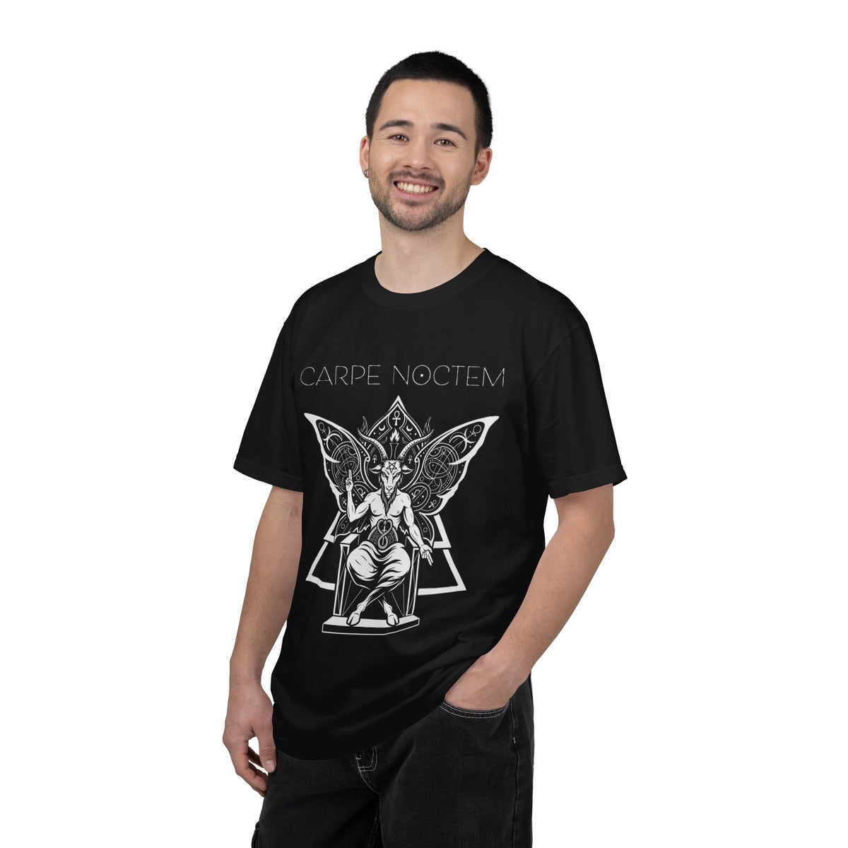 T-shirt Carpe Noctem Baphometh Throne | Illustration gothique occulte