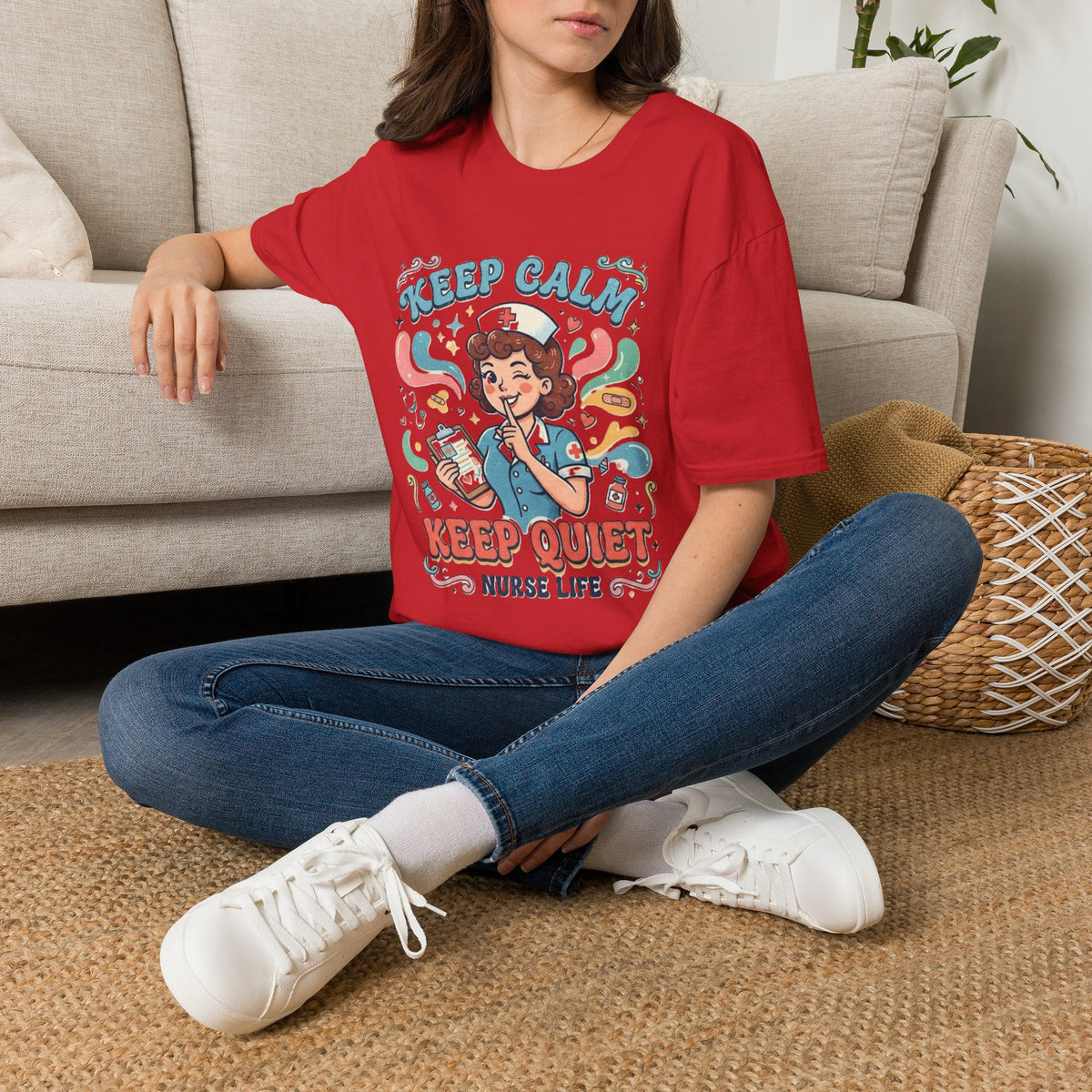 Keep Calm Keep Quiet Nurse Life T-Shirt | Nurse Illustration Tee
