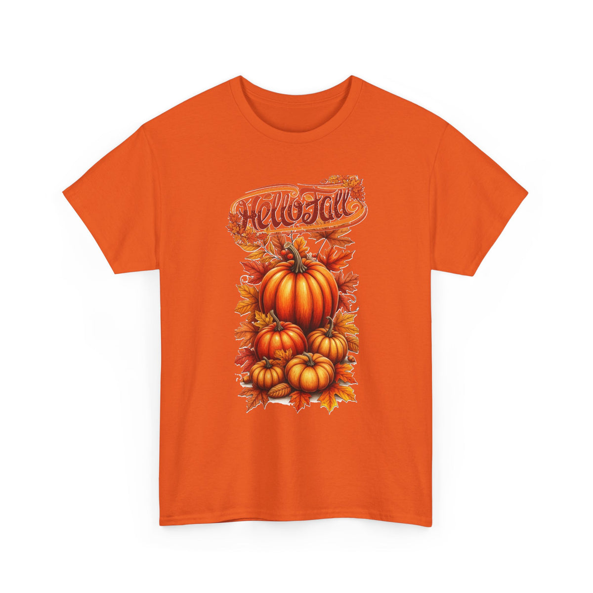Hello Fall Pumpkin Stack T-Shirt | Autumn Leaves Tee